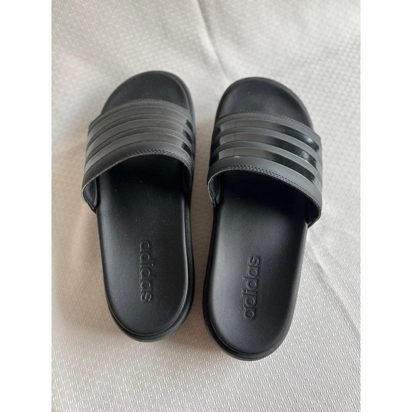 Adidas Adilette Women's Black Platform Slides Size 10 - Picture 2 of 6